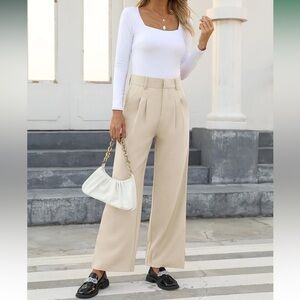 Elegant Cream Wide-Leg Pants